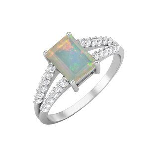 925 Sterling Silver Natural Ethiopian Opal Women Valentines Day Gifts Ring US-7